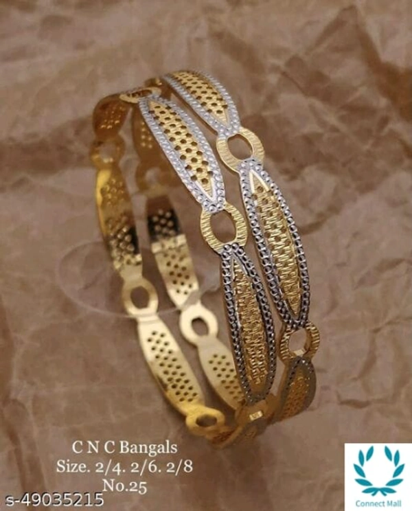 Beautiful Bangles Combination of Sliver and Gold Plating - 2.8